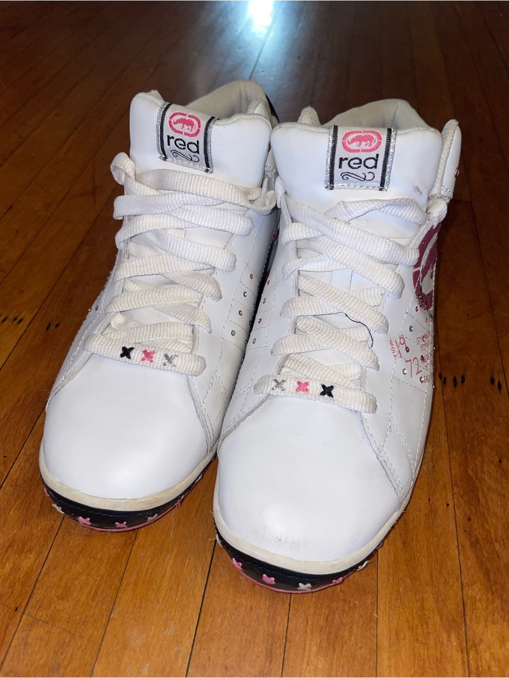 Red by Ecko Black White and Pink Women’s High-Top Sneakers